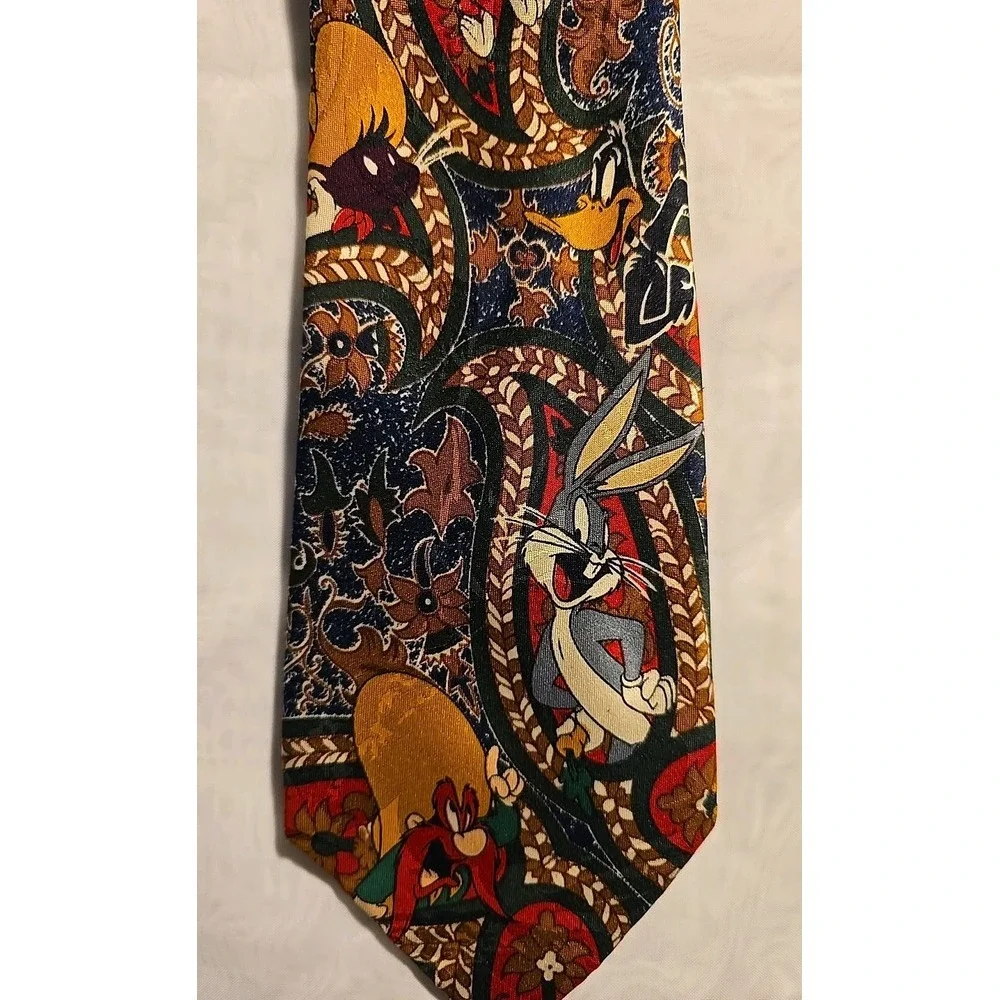 Vintage 1993 Looney Tunes Mania  Men's Tie Taz Bugs Bunny‎ Daffy GUC - Picture 2 of 6